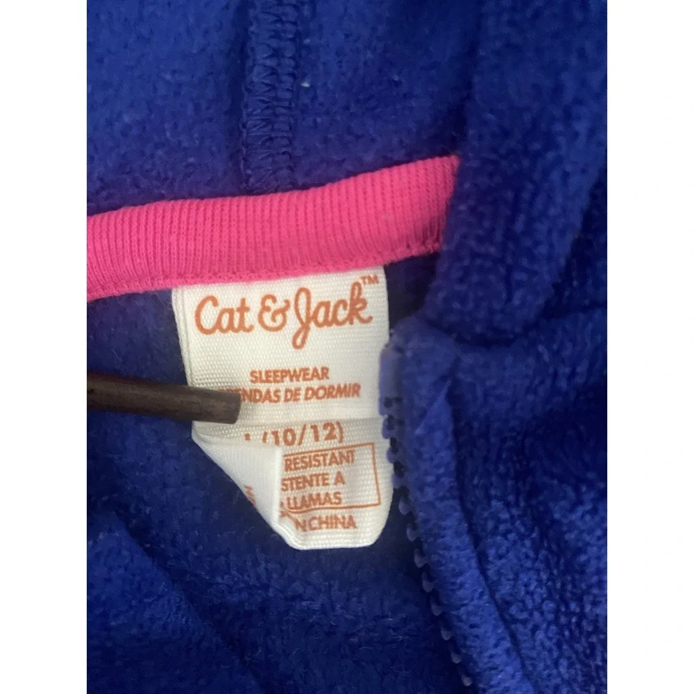 Cat & Jack One Piece Owl‎ Pajama Girls Size 10 / 12 Open Feet Zip Up Purple Pink